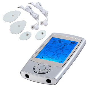 DAM EMS Electroestimulador muscular SC339 portátil. 16 modos. Tamaño compacto, batería recargable. 5x1x9,5 Cm. Color: Plata