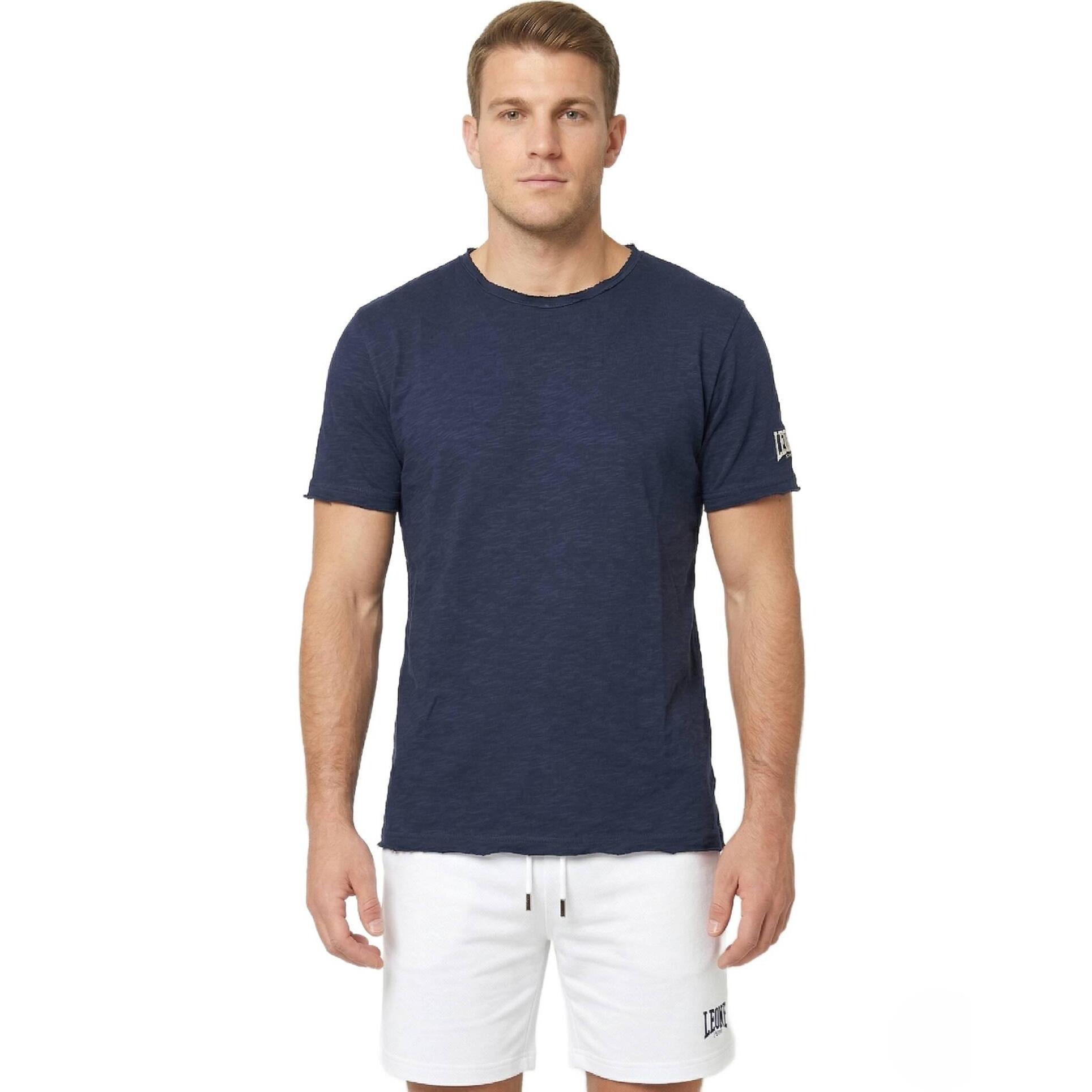 Maglietta uomo maniche corte in slub piccolo logo