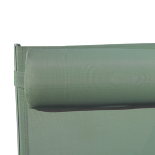 Lot de 2 transats GALAPAGOS en textilène vert sauge - aluminium vert sauge