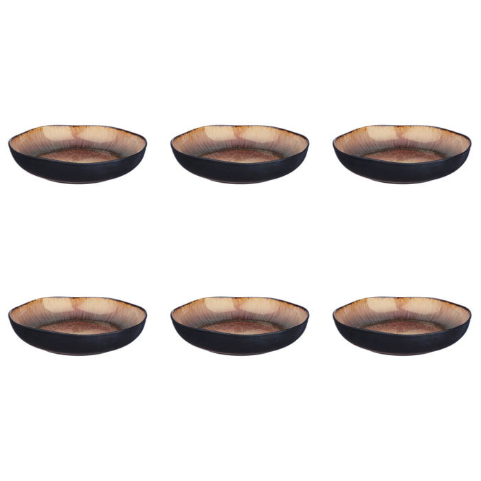Assiette creuse IRIS Ø22,5cm - 6 pièces - Marron sauvage
