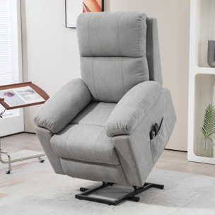 Fauteuil de massage fauteuil releveur électrique inclinaison réglable repose-pied ajustable tissu gris clair