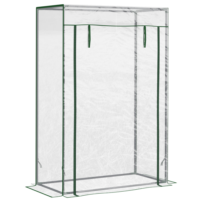 Serre de Jardin serre à tomates 1L x 0,5l x 1,5H m porte zippée déroulante acier thermolaqué PVC haute densité 140 g/m² anti-UV