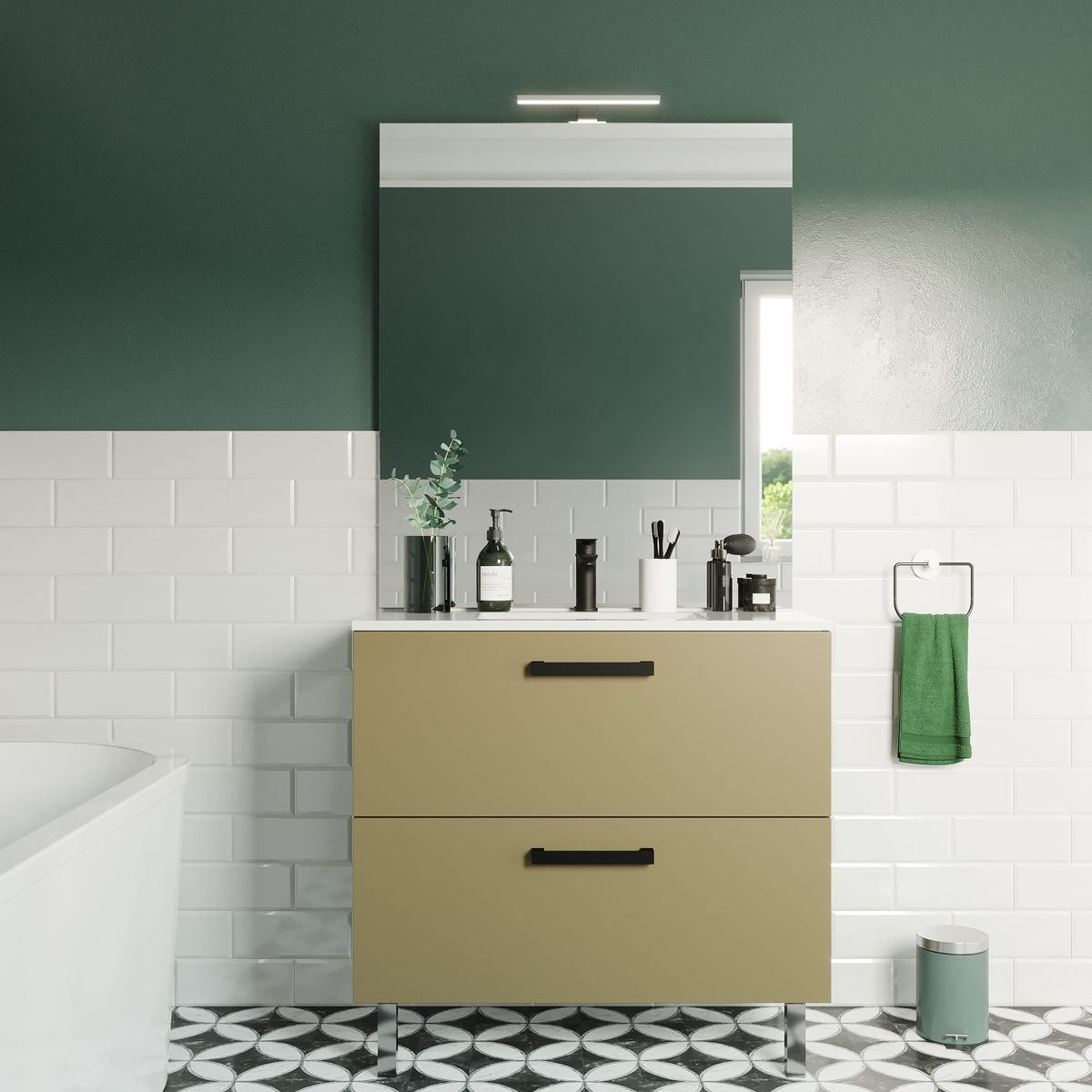 Meuble salle de bain vasque intégrée 2 tiroirs - CHELSEA