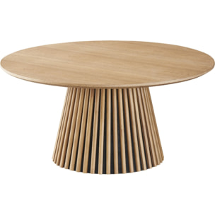 Table basse ronde en bois piètement cannelé - ADA