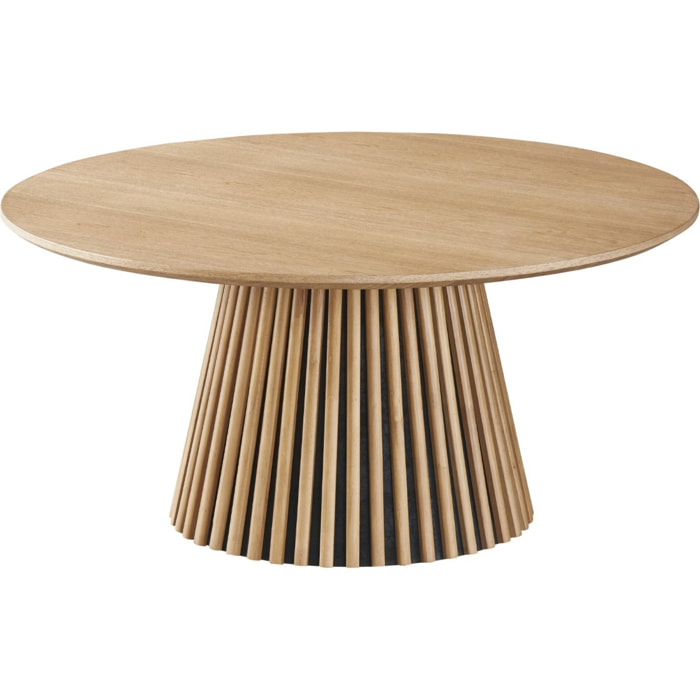 Table basse ronde en bois piètement cannelé - ADA