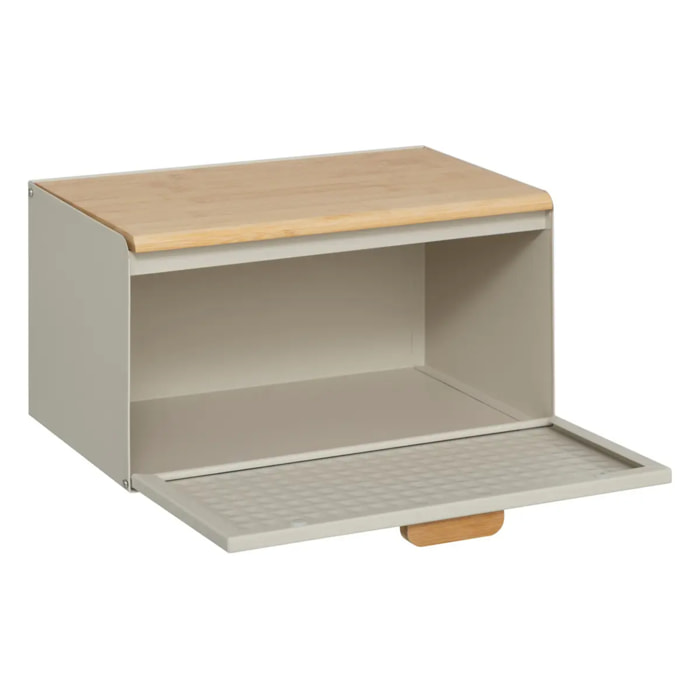 Boîte à pain "Sensia" en métal et bambou noir 35,5cm