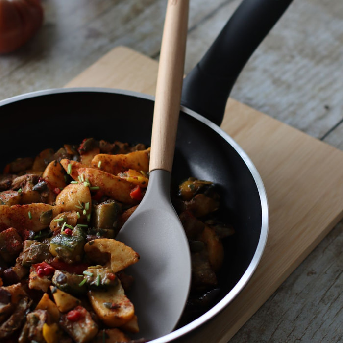 Spatule cuillère en silicone et manche en bois  ELIOTT