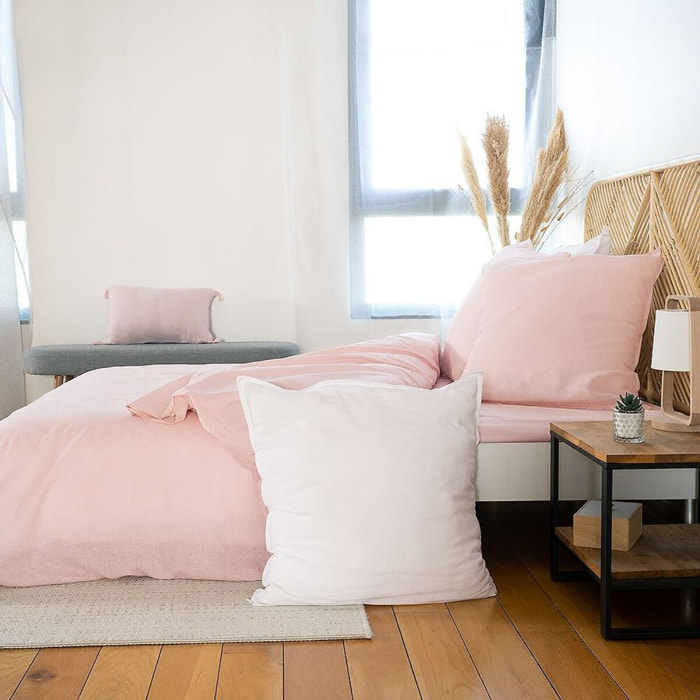 Parure Housse De Couette 3pcs 100% Lin/coton 57 Fils Lin MÉtis Uni