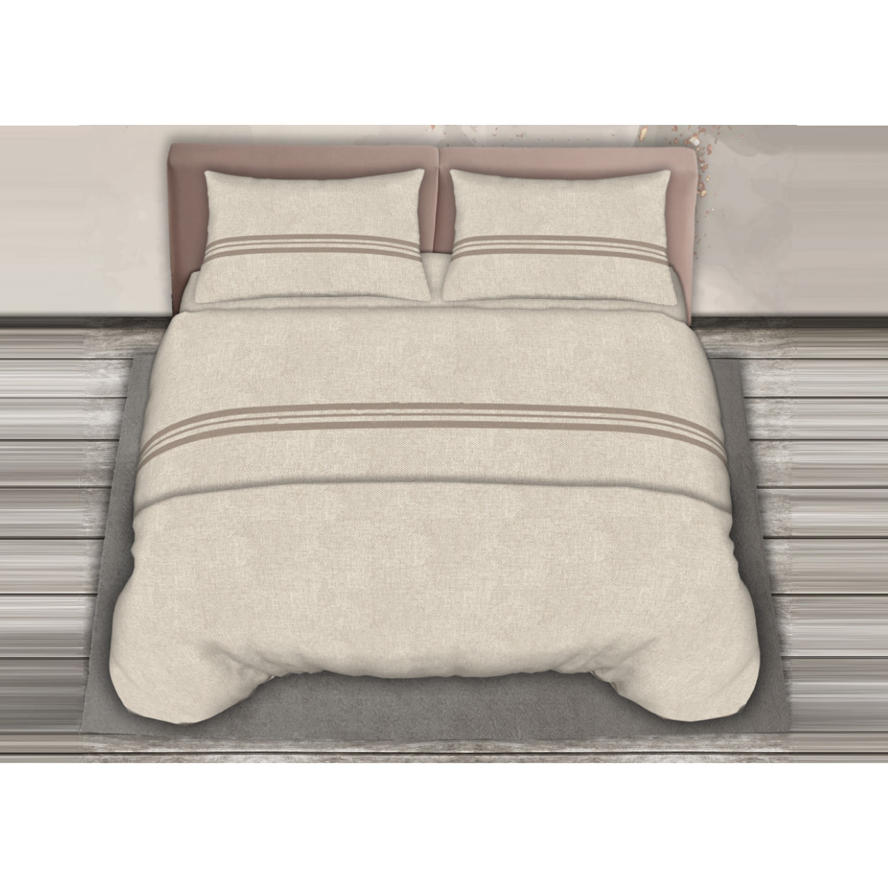 Completo Lenzuola 100% Cotone Effetto Seta Easy Beige CN