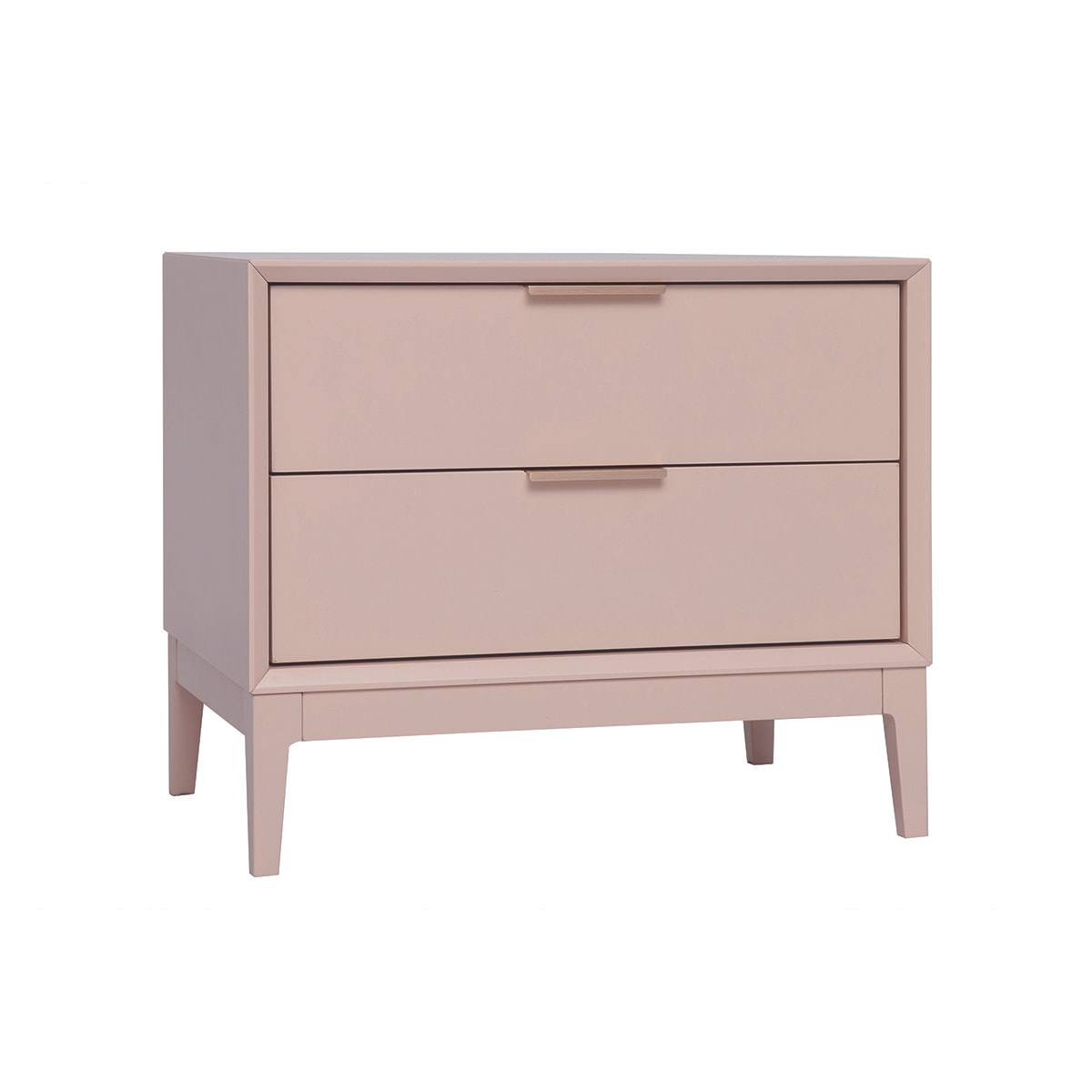 Table de chevet rose poudré et métal doré avec rangements L60 cm GIANA