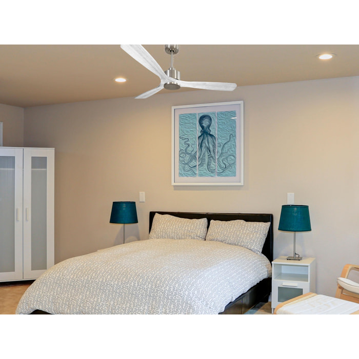 Ventilador de techo Reversible Termostato Wifi Motor DC Techos Inclinados Mando a Distancia Hypersilence Memoria MadeiraD166C0365001 PURLINE