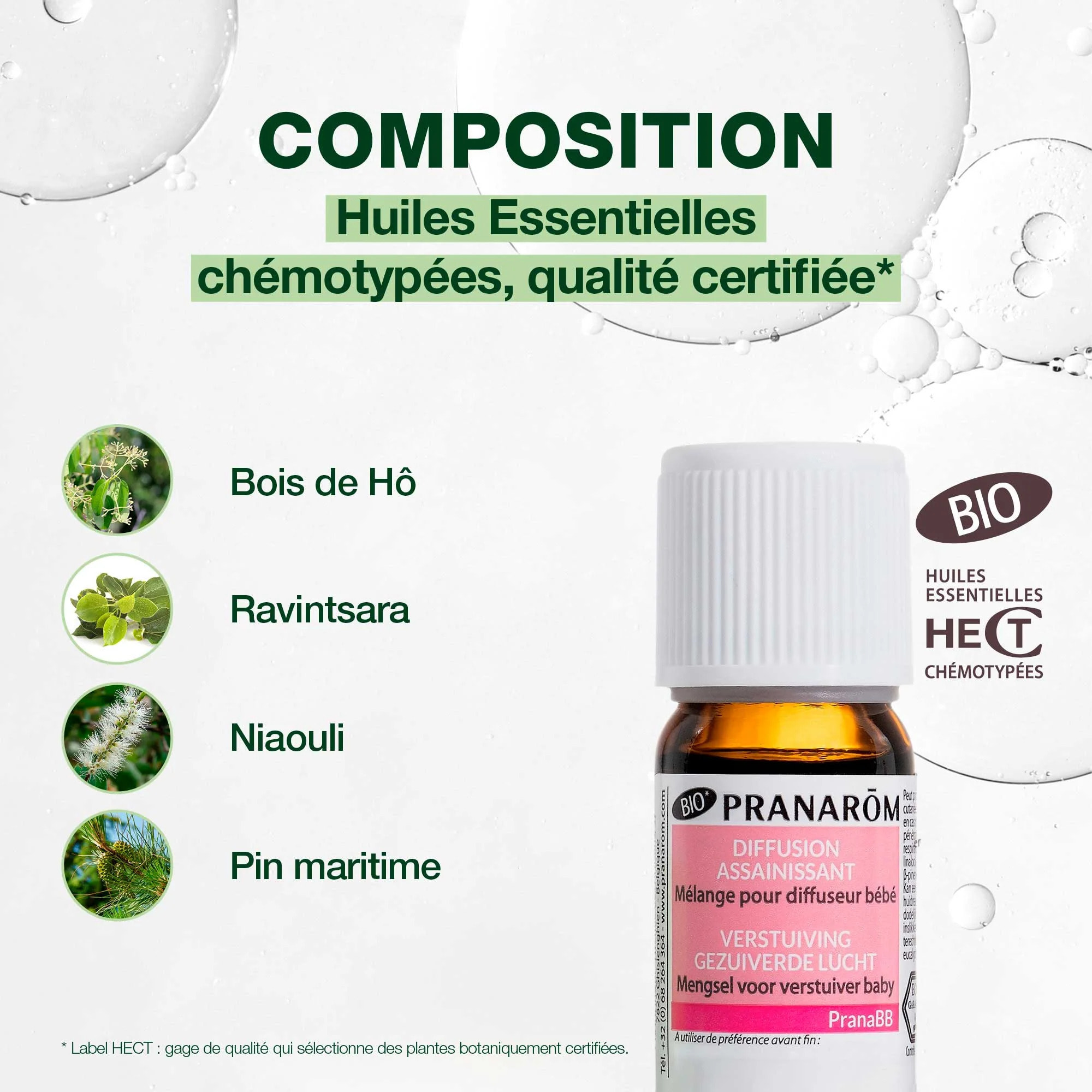 Pranarom - Diffusion Assainissant pour bébé - Bio - 10 ml