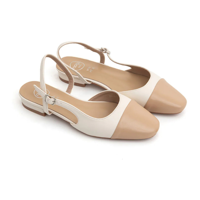 Slingback old-style bicolore - KHAKI