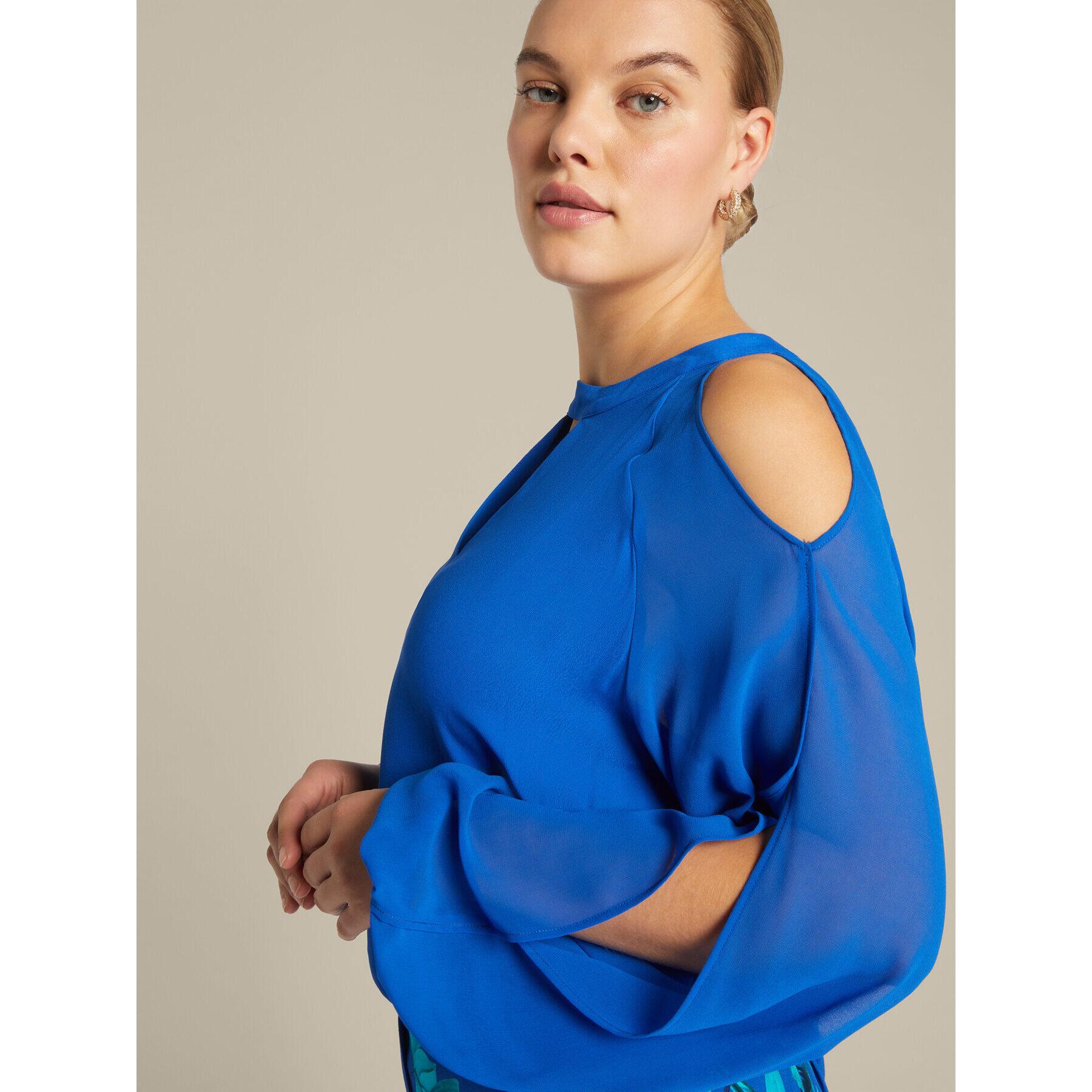 Elena Mirò - Blusa elegante con aberturas - Azul aciano