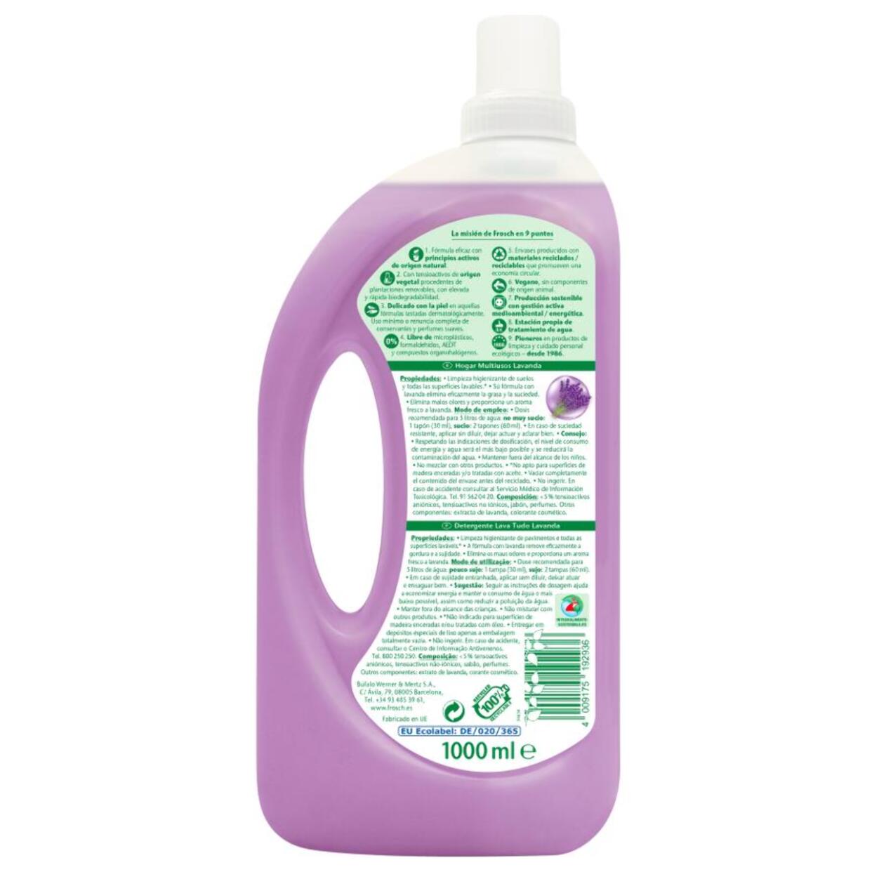 Pack 10x Hogar multiusos lavanda Frosch 1000 ml