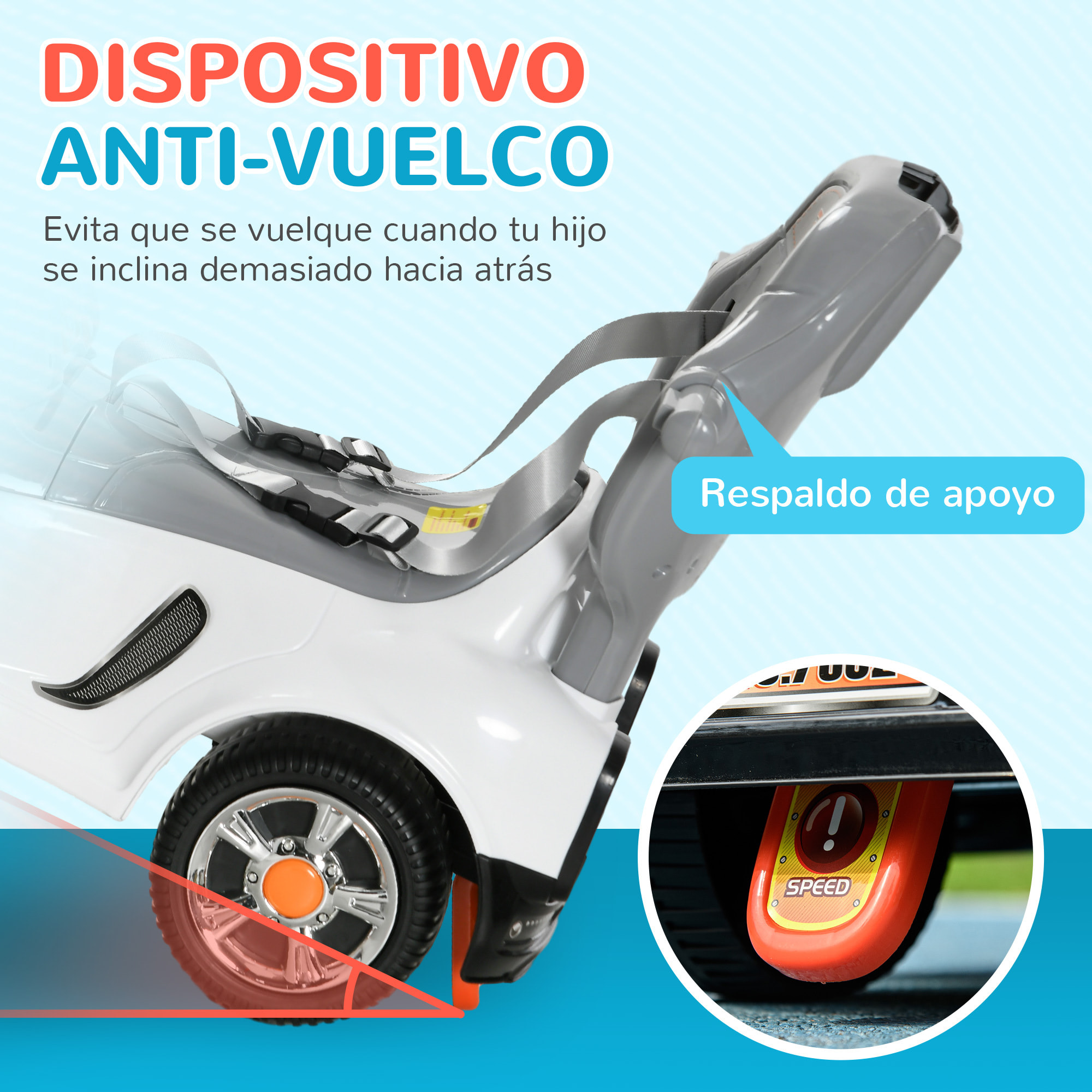 Coche Correpasillos 3 en 1 para Niños 12-36 Meses, Correpasillos con Espacio de Almacenaje, Diseño de Robot con Ojos Luminosos, Música, Bocina, Asa de Empuje y Toldo Extraíbles, Blanco