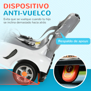 Coche Correpasillos 3 en 1 para Niños 12-36 Meses, Correpasillos con Espacio de Almacenaje, Diseño de Robot con Ojos Luminosos, Música, Bocina, Asa de Empuje y Toldo Extraíbles, Blanco
