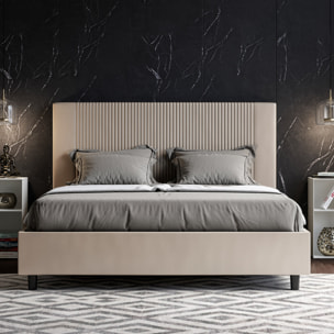 Letto matrimoniale con rete imbottito 160x190 similpelle tortora Goya