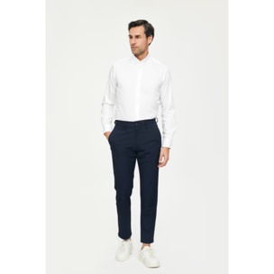 Camicia Uomo 1 Bottone Button Down Slim Twill Unito Bianco