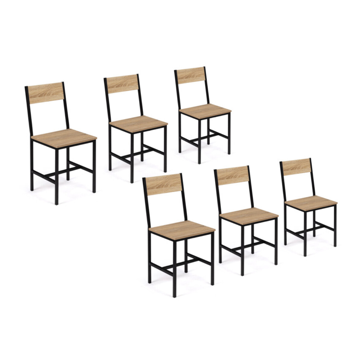Chaises Memphis en bois et pieds métal - Bois et noir