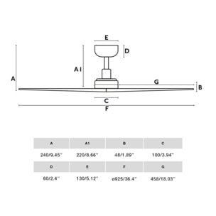 KLIM S Ventilador de techo negro/pino