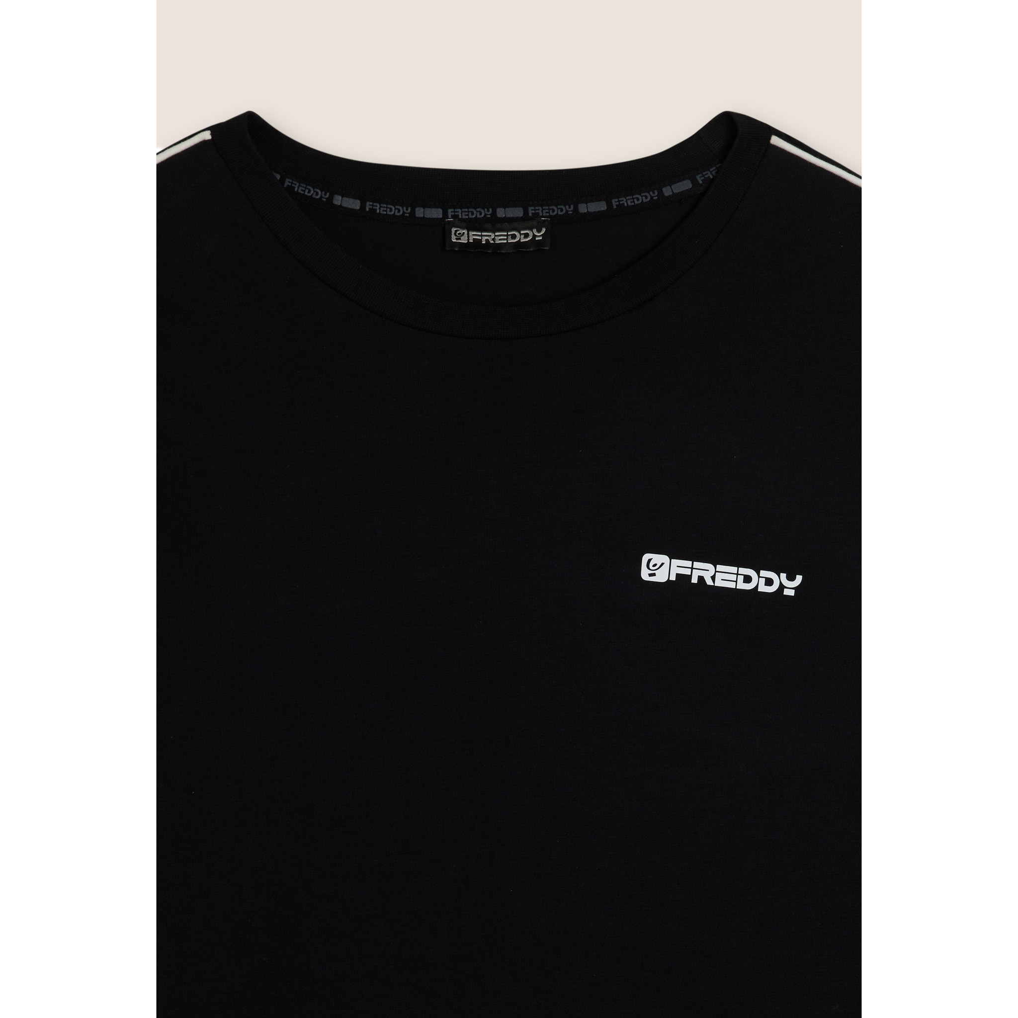 T-shirt manica lunga in jersey con cuciture a contrasto