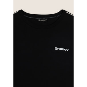 T-shirt manica lunga in jersey con cuciture a contrasto