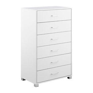Cassettiera in legno 6 cassetti bianca opaca - Nancy