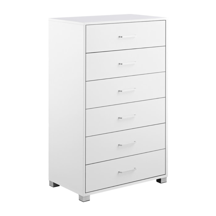 Cassettiera in legno 6 cassetti bianca opaca - Nancy