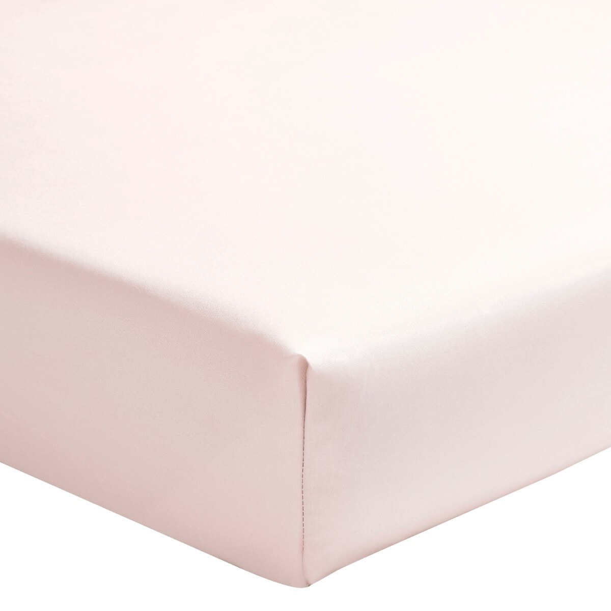 Drap housse uni en percale de coton, bonnet de 30cm, PREMIÈRE, Rose Blush