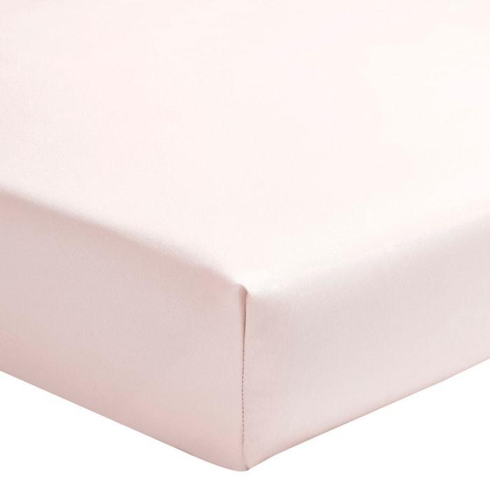 Drap housse uni en percale de coton, bonnet de 30cm, PREMIÈRE, Rose Blush