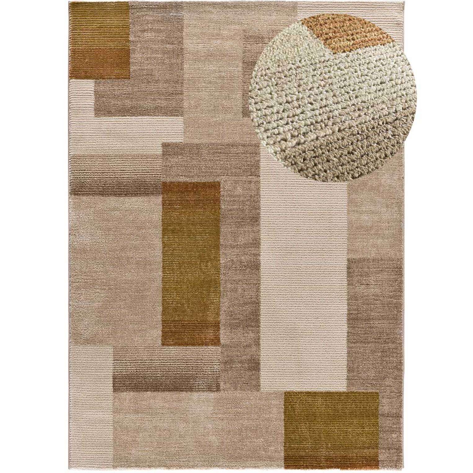 MELFI Alfombra geomÃ©trica con relieve en tonos cobrizos, varias medidas disponibles