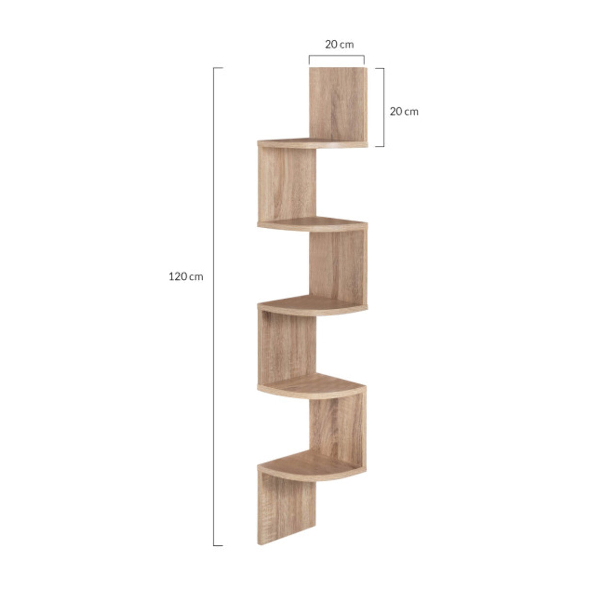 Etagère murale d'angle effet hêtre 120cm