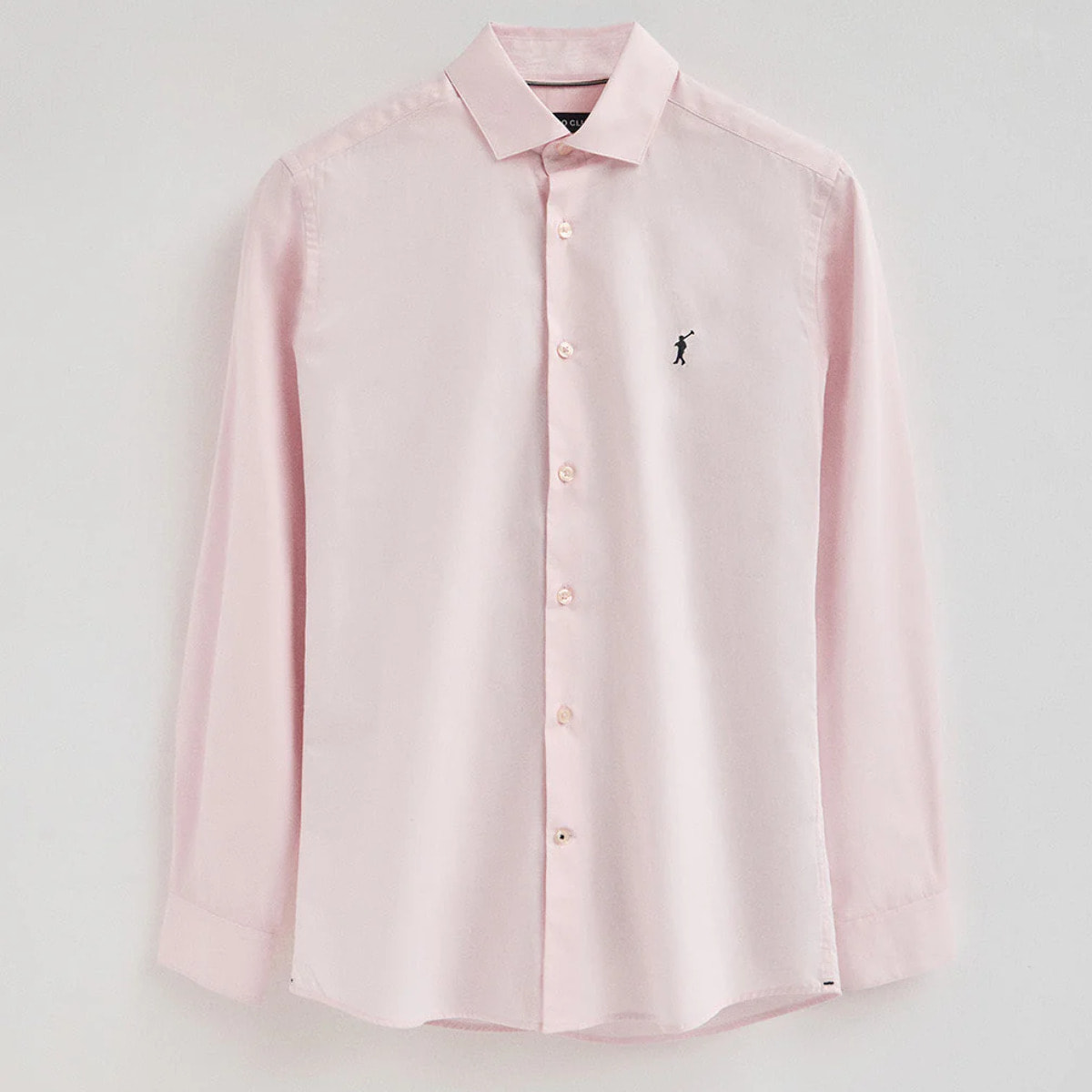 Camicia rosa in popeline slim fit con logo Rigby Go