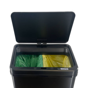 WELL HOME - Cubo de Basura inteligente para Reciclaje con apertura automática y contacto manual 15L+15L 35,5x26x60cm Color Negro