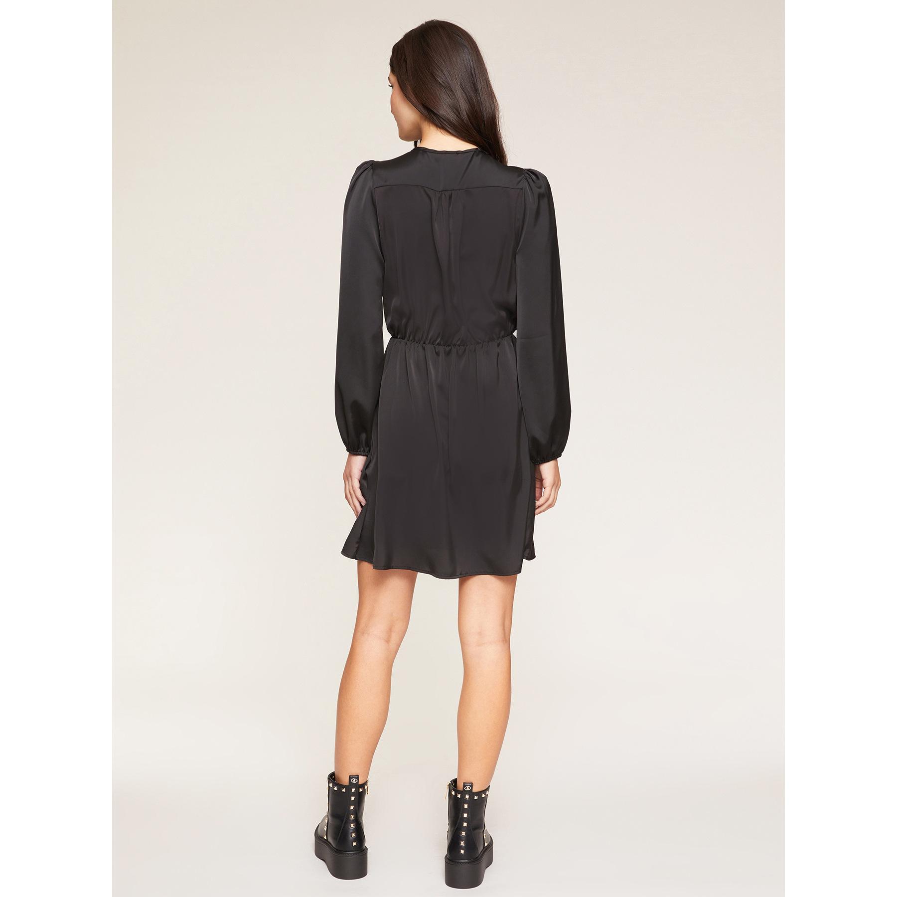 Motivi - Vestido corto de raso con frunces - Negro