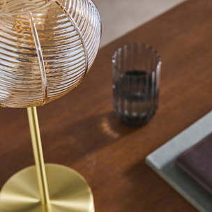 Lampe à poser métal et verre effet cristal Basile ambre Ø 20cm