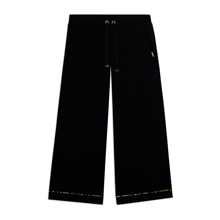 Pantaloni cropped wide leg con dettaglio animalier