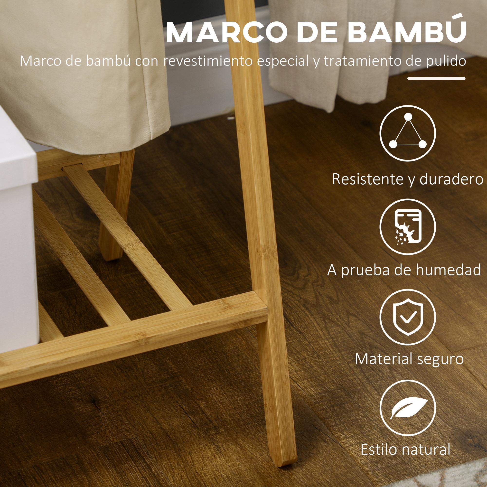 Perchero de Pie de Bambú Perchero con Estante para Zapatos Colgador de Ropa con 2 Barras y 2 Ganchos para Colgar para Pasillo Entrada Dormitorio 74x42x150 cm Natural