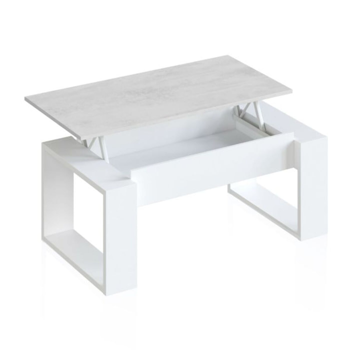Mesa de centro elevable Neo Blanco Artik (Blanco Mate) - Gris Cemento
