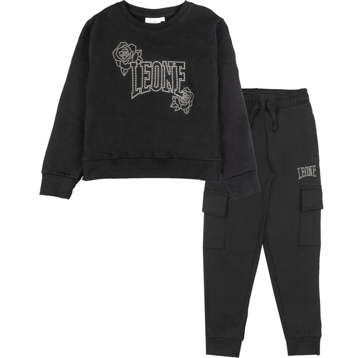 Chándal de invierno para niña Leone 1947 Nature, cuello redondo y pantalón cargo