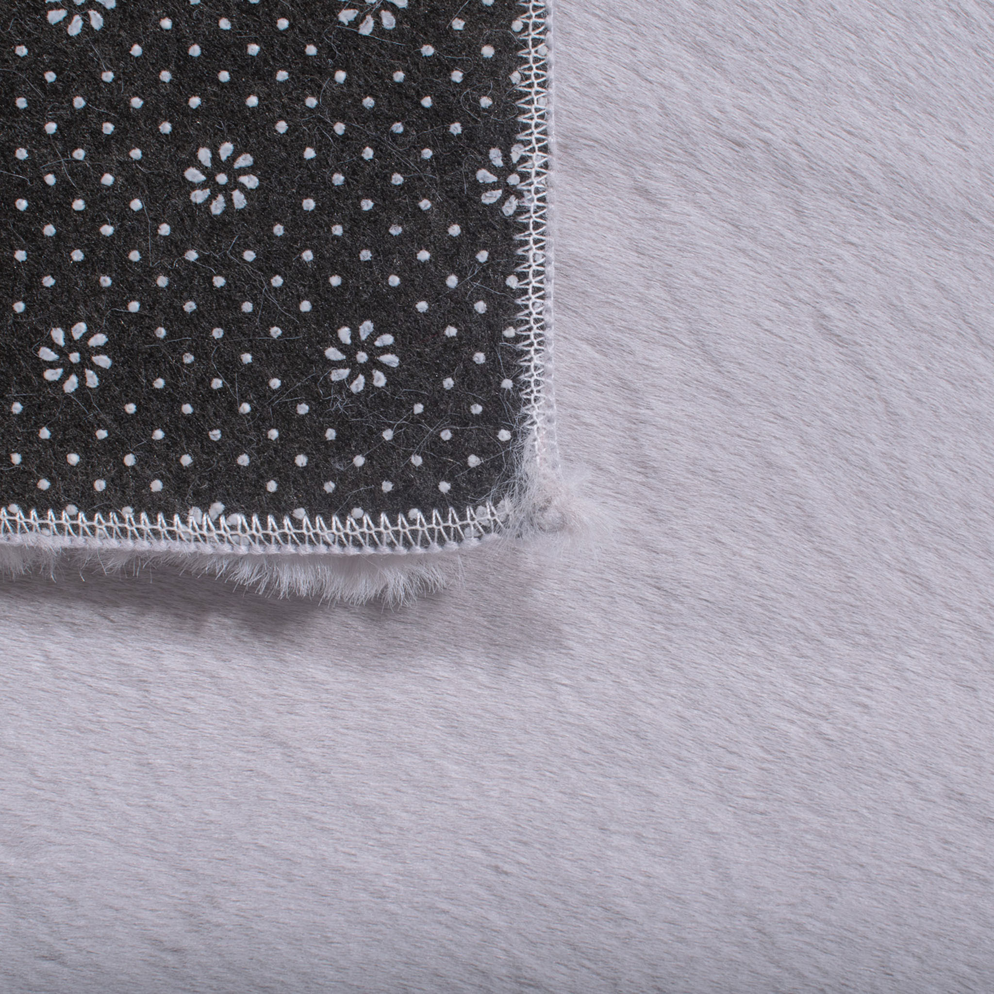 AVA - Tapis doux à poils longs lavable en machine - Gris