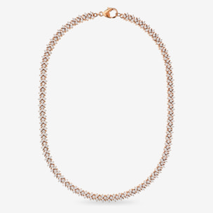 Collana Tennis Doppia con Cubic Zirconia Bianche placcata Oro Rosa 18Kt