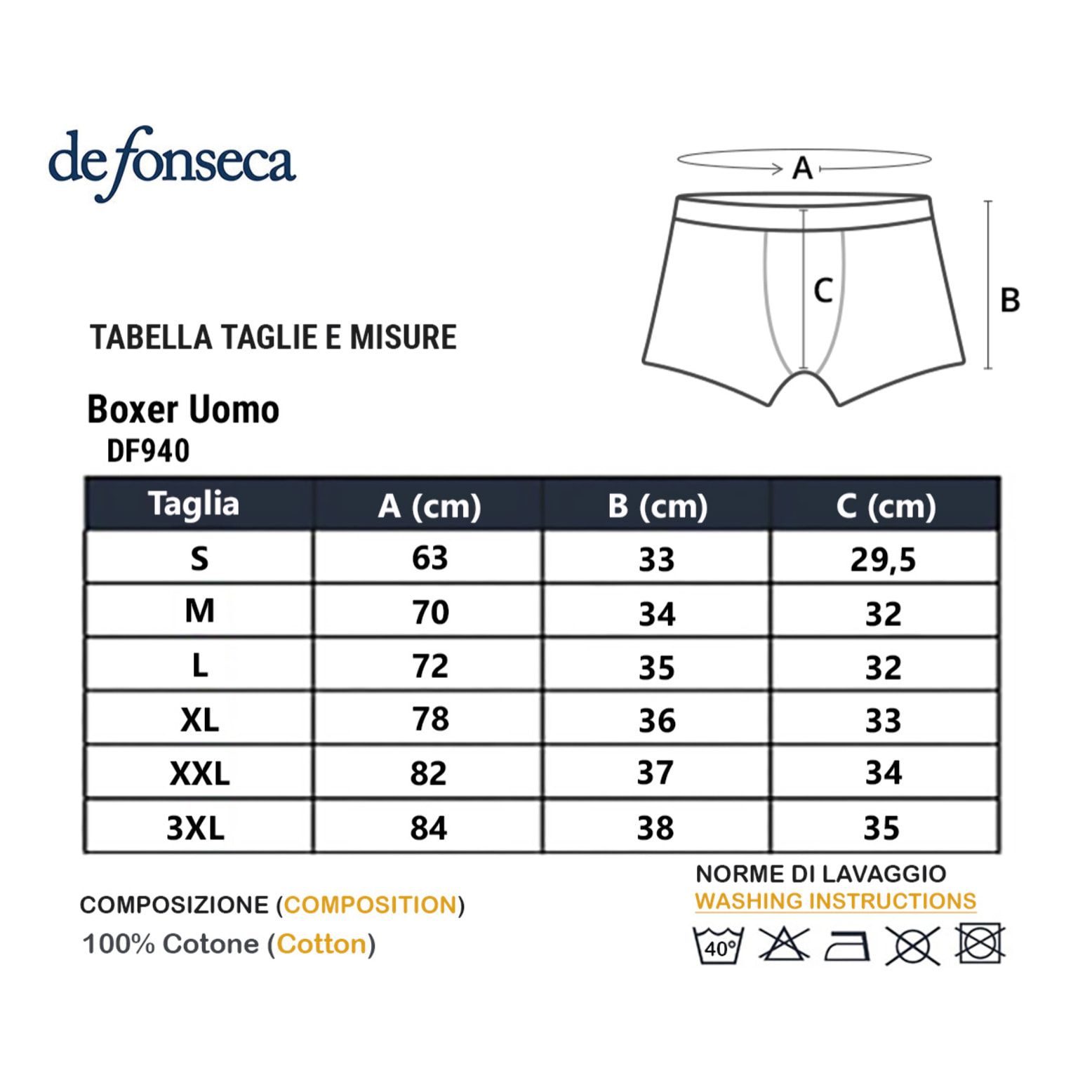 Boxer Uomo De Fonseca 100% Cotone Art. DF940 Conf.6pz Assortito