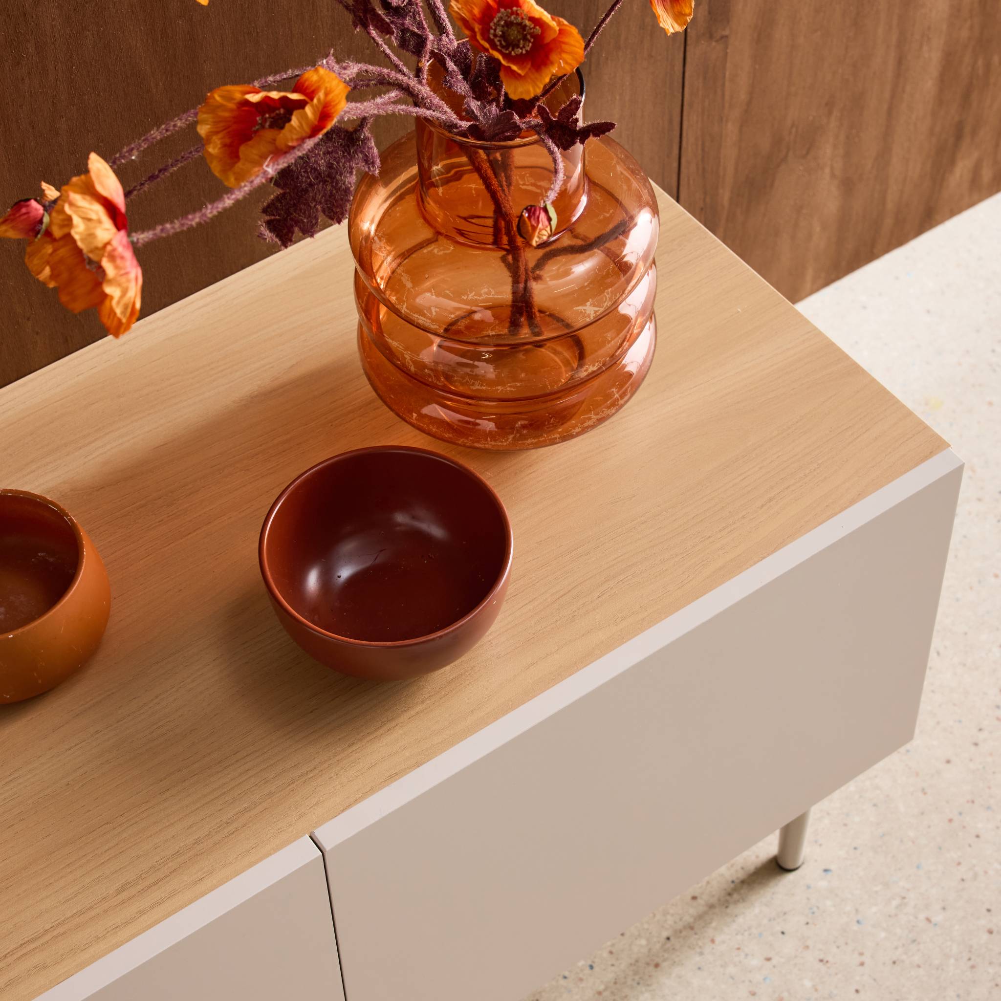 Meuble TV métal et décor bois 4 portes 180cm ASHTON