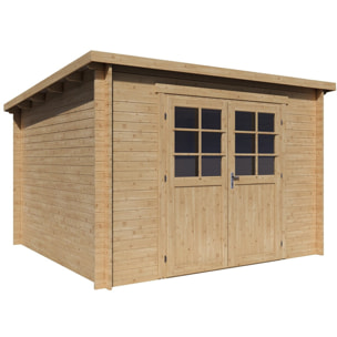 Abri de jardin en bois monopente "Rowan" - 9,5 m² - 28 mm - Beige