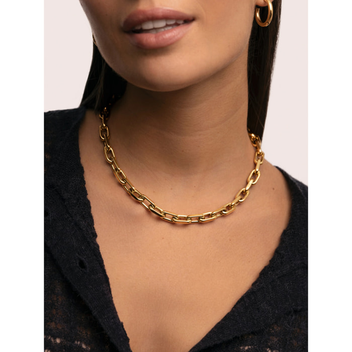 Collar Big Link Acero Baño Oro