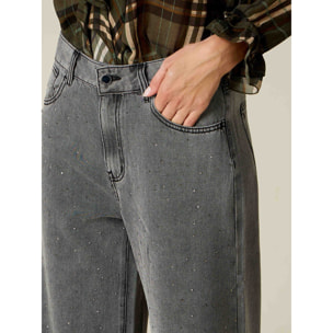 Oltre - Jeans a palazzo con borchiette - Grigio