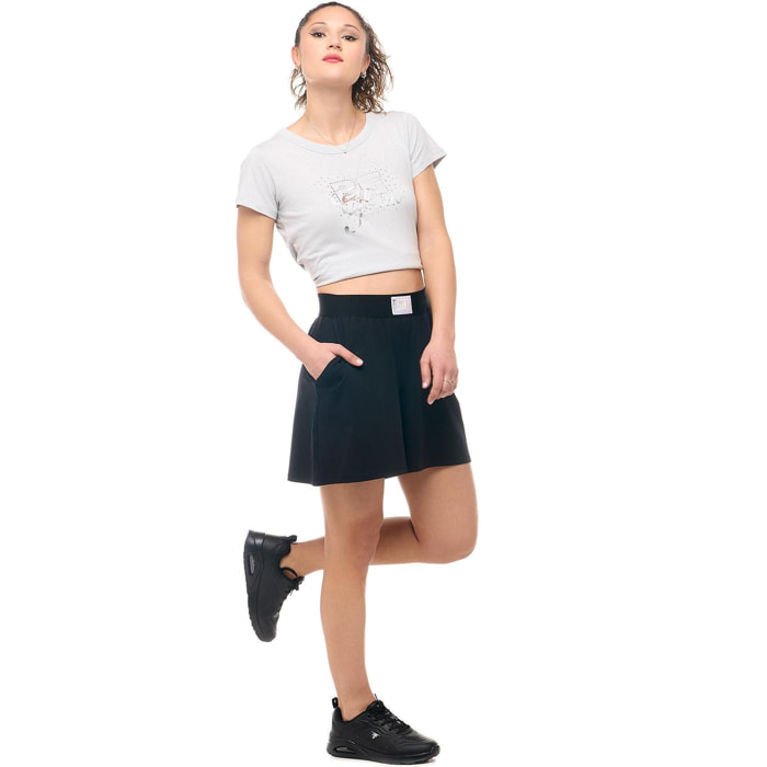 Bermudas mujer Leone 1947 Apparel en algodón elástico con parche boxeo. Estilo deportivo.