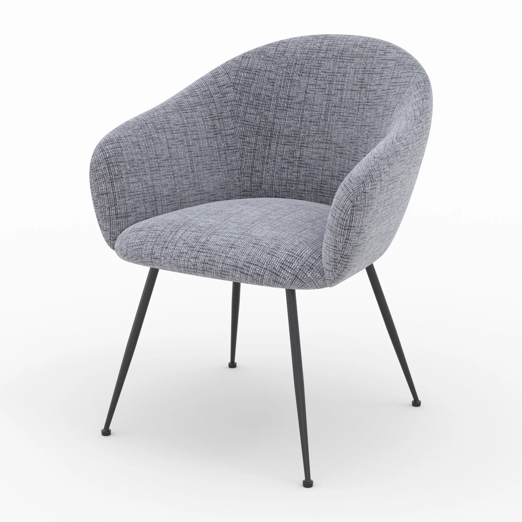 Fauteuil en tissu gris chiné et pieds en métal noir - Socky